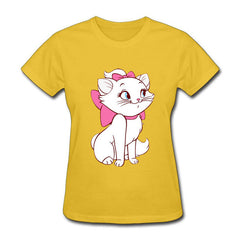 Funny Kawaii Cute Beautiful Little White Cat Cotton funny t shirt women