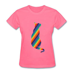 Funny rainbow cat Cotton funny t shirt women