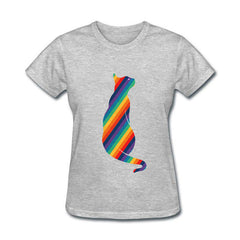Funny rainbow cat Cotton funny t shirt women