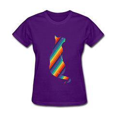 Funny rainbow cat Cotton funny t shirt women