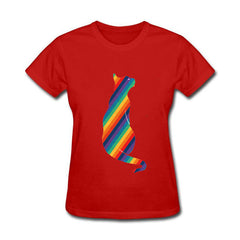 Funny rainbow cat Cotton funny t shirt women