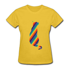 Funny rainbow cat Cotton funny t shirt women