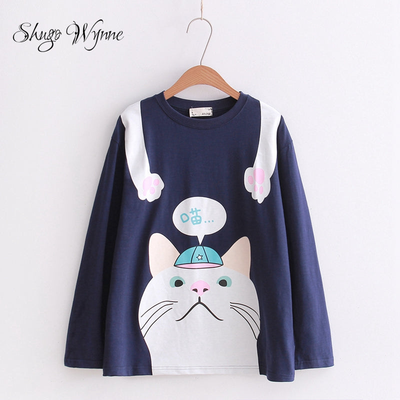 Shugo Wynne Japanese Style Mori Girl cat T-shirt