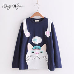 Shugo Wynne Japanese Style Mori Girl cat T-shirt