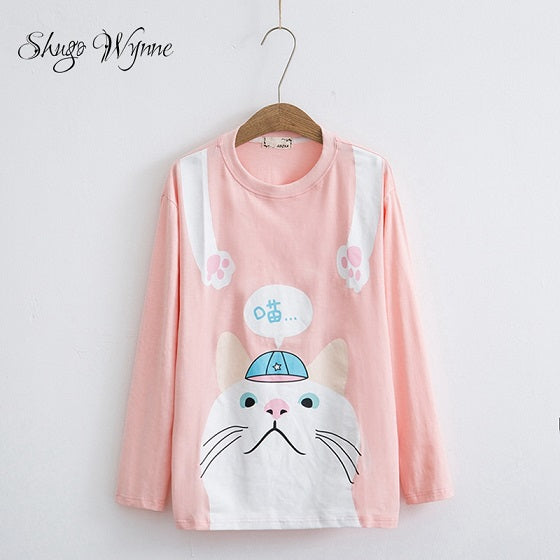 Shugo Wynne Japanese Style Mori Girl cat T-shirt