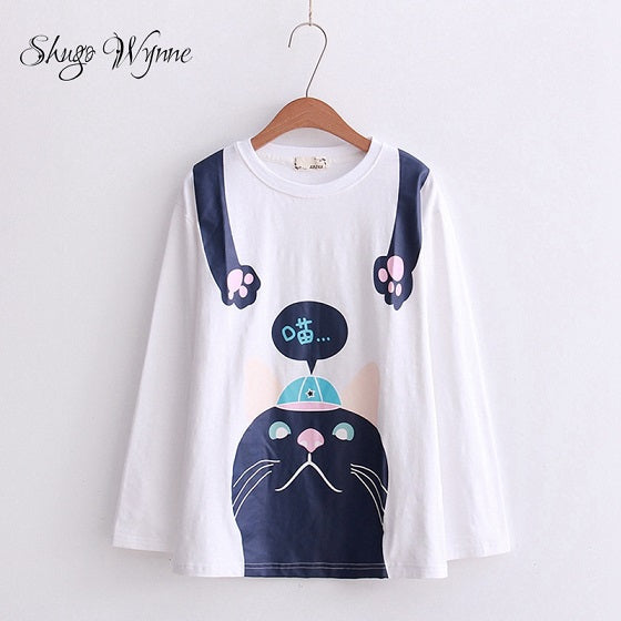 Shugo Wynne Japanese Style Mori Girl cat T-shirt