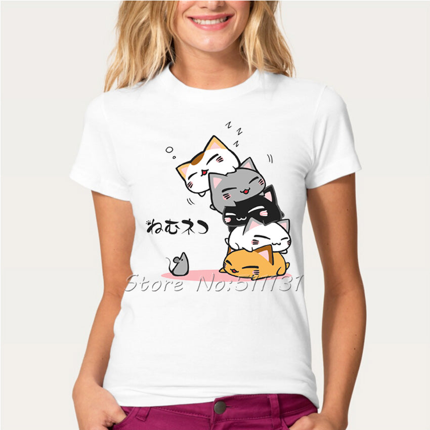 Funny Cute Cat Sleep Design T-Shirt