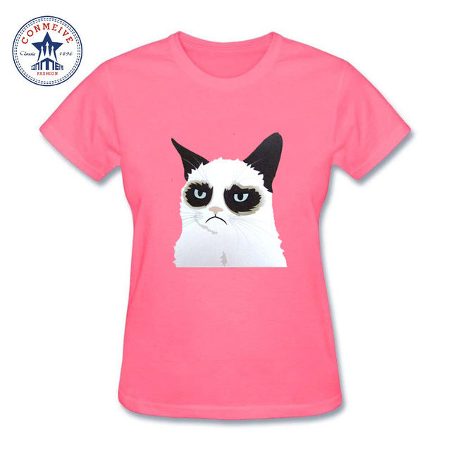 i hate you cat printed Cotton funny t shirt women