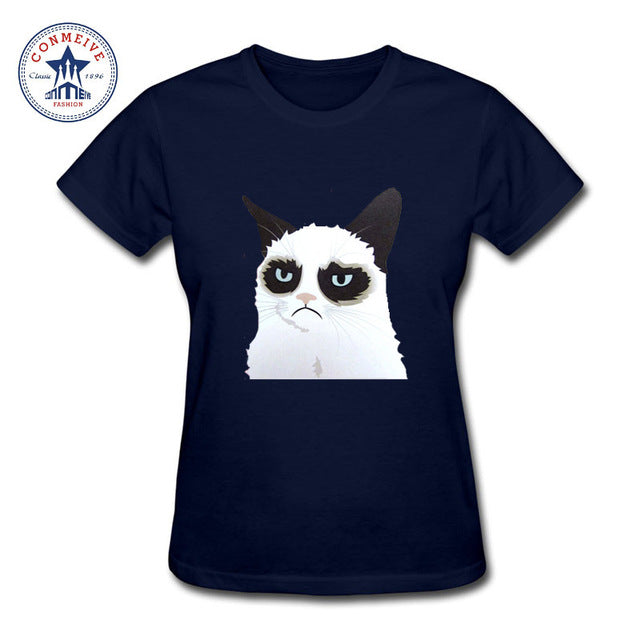 i hate you cat printed Cotton funny t shirt women