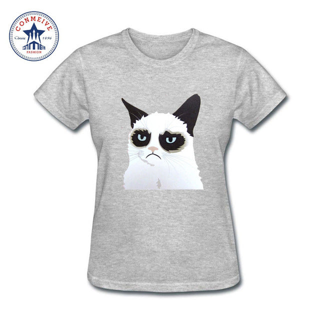 i hate you cat printed Cotton funny t shirt women