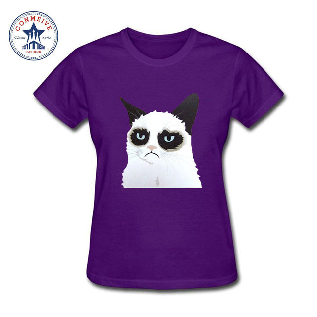i hate you cat printed Cotton funny t shirt women