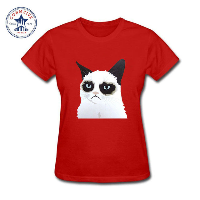 i hate you cat printed Cotton funny t shirt women