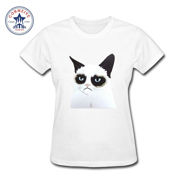 i hate you cat printed Cotton funny t shirt women