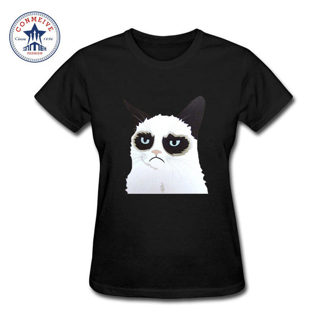 i hate you cat printed Cotton funny t shirt women