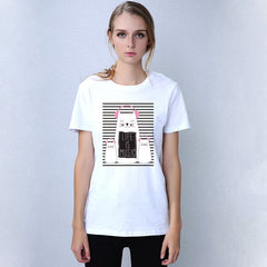 stripe cute music cat DJ t-shirt