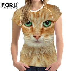 3D Cat Printing Women T Shirt
