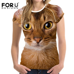 3D Cat Printing Women T Shirt