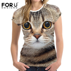 3D Cat Printing Women T Shirt