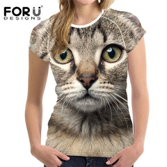 3D Cat Printing Women T Shirt